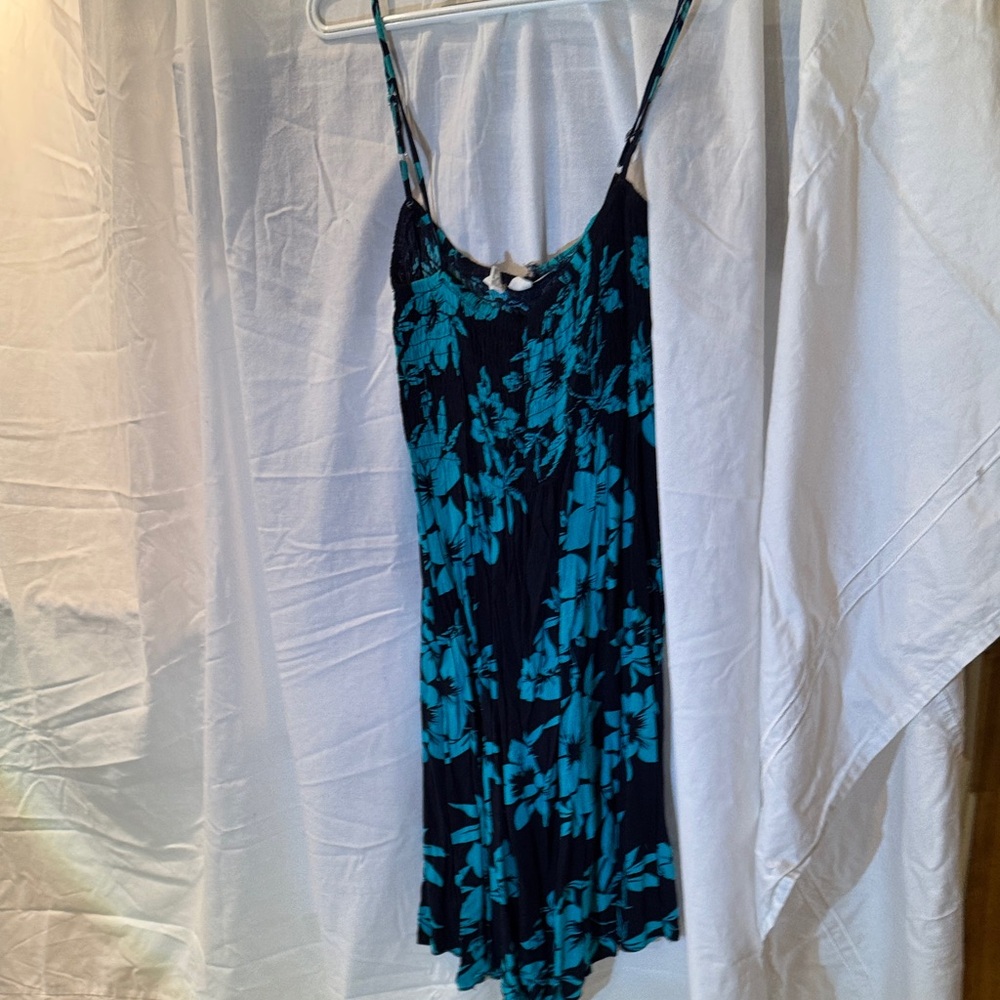BCBGMaxAzria Teal and Black Patterned Dress